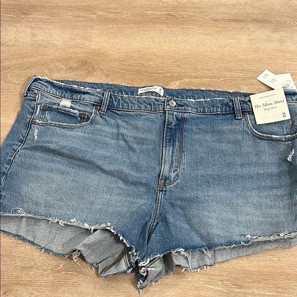 Abercrombie & Fitch Blue Jean Shorts Frayed Hem